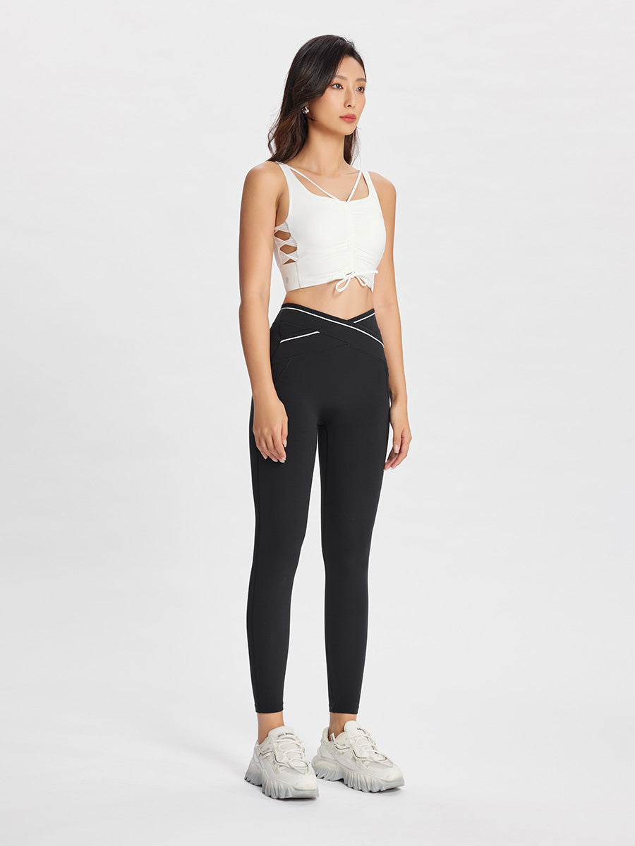White Crossover Sports Bra