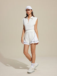Pleated White Basic Tennis Skirt