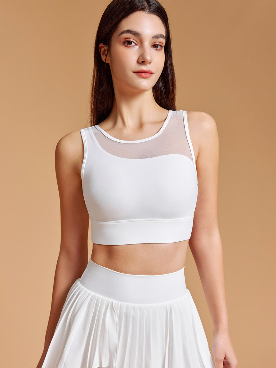 Asymmetric Motion Mesh Sports Bra