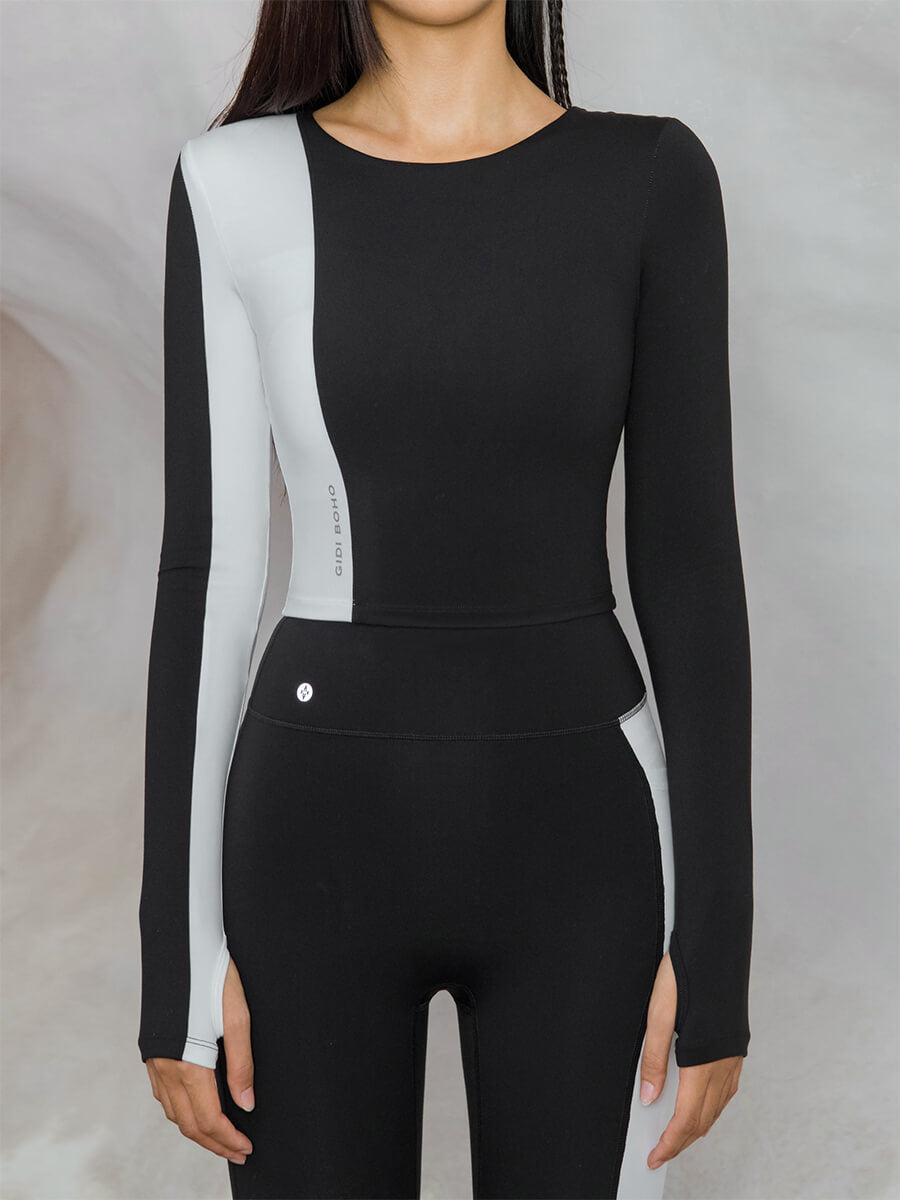 Color-Block Long Sleeve Sports Top